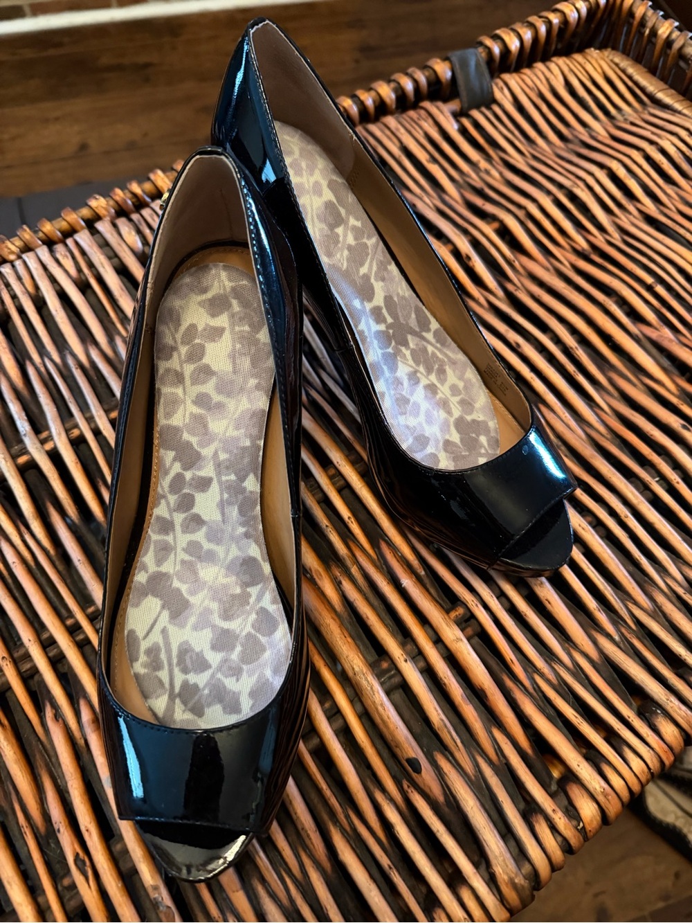 Calvin Klein Women’s Black Patent Peep-Toe Pumps
